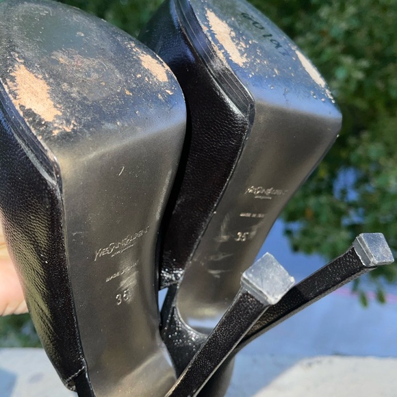 Yves Saint Laurent Black Leather Slingback Heels - Picture 17 of 17